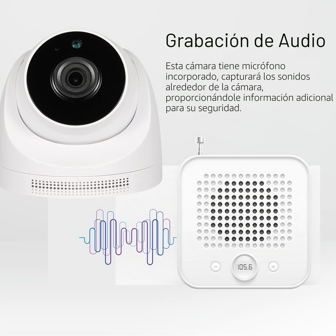 Revotech HD 3MP Cámara IP PoE para Interiores con Audio, Domo Cámara de Seguridad Visión Nocturna por Infrarrojos Vista Remota P2P Cámara CCTV H.265/H.264 (I3006-POE-Audio)