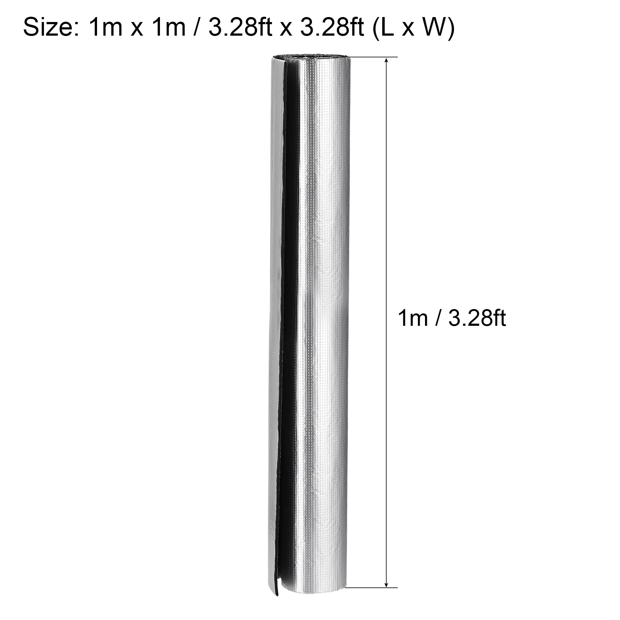 uxcell Hoja de aislamiento, 1 mx1 mx5 mm autoadhesivo en relieve lámina de aluminio impermeable barrera térmica resistente al calor, para pared de techo tubo de conducto HVAC, espuma de goma