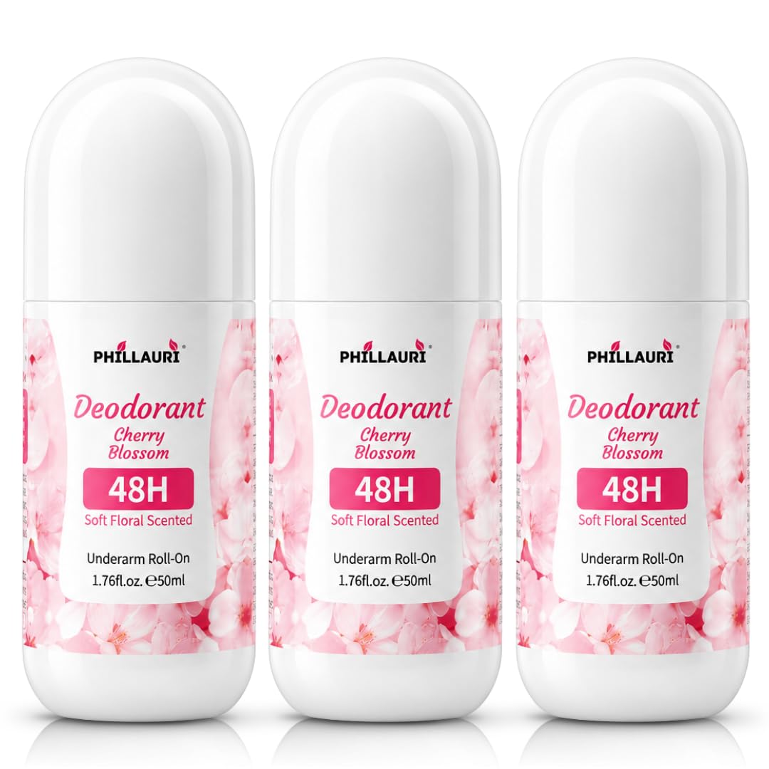 Cherry Blossom Underarm Roll On Deodorant for Women & Men – Helps Reduce Odour & Dark Underarms, Long Lasting Odor Protection & Fresh Rose Fragrance - 50 ml (Pack 3)-image-49