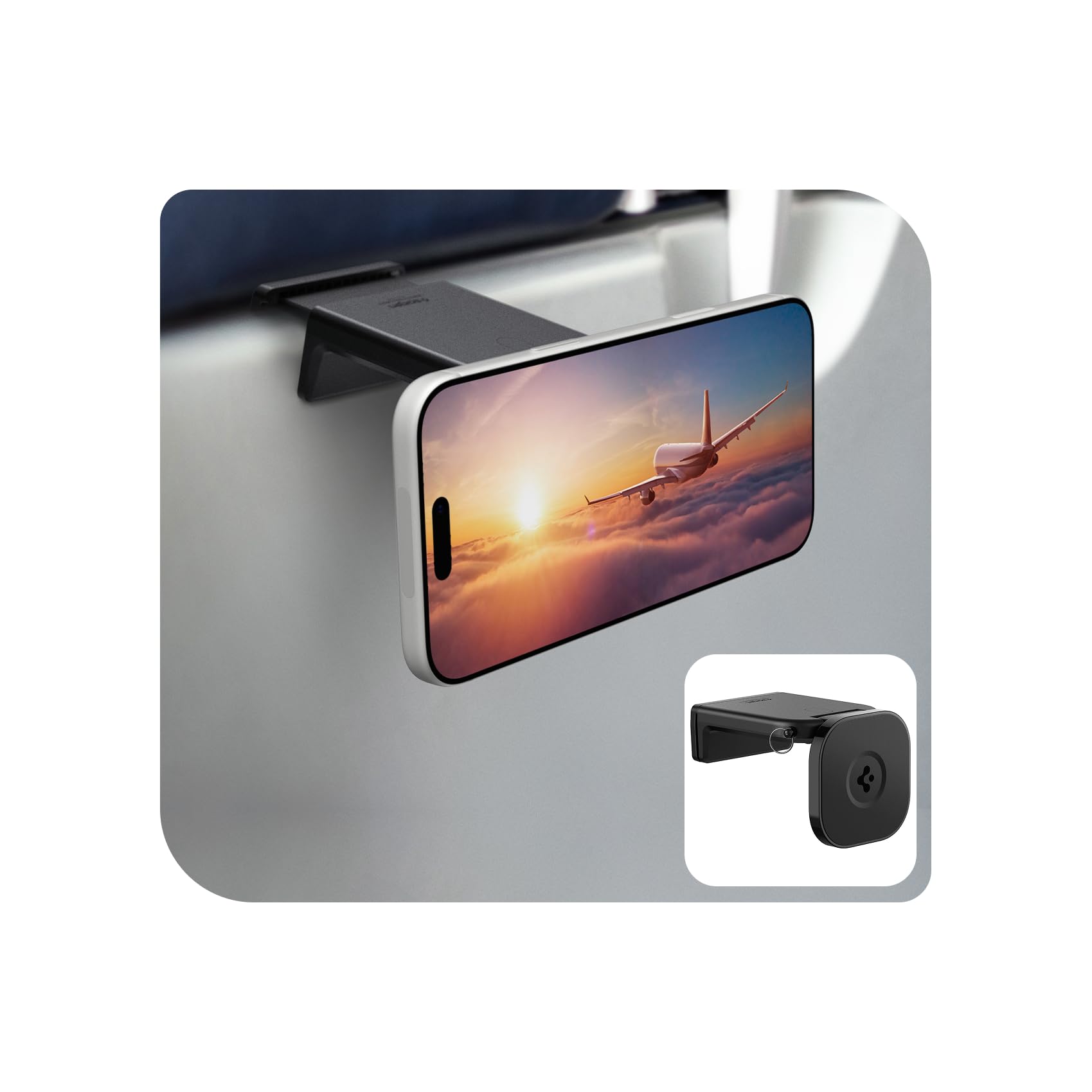 OneTap MagFit Away Travel Essentials & Inflight MagSafe Airplane Phone Mount Compatible with iPhone 17 16 15 14 13 12 Pro Max Plus Air - Black