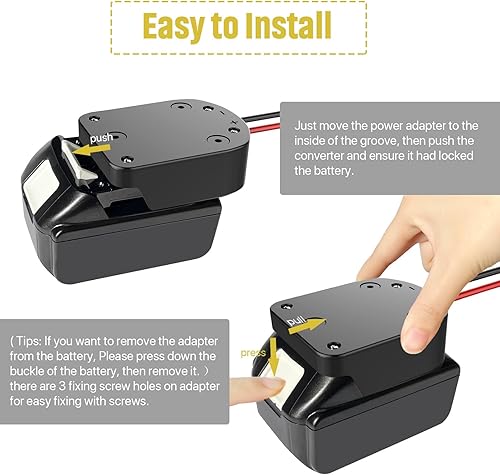 Miniatura 4 de Adaptador de rueda eléctrica con fusible e interruptor, adaptador de batería seguro para batería de litio Makita de 18 V, con cable de calibre 12,