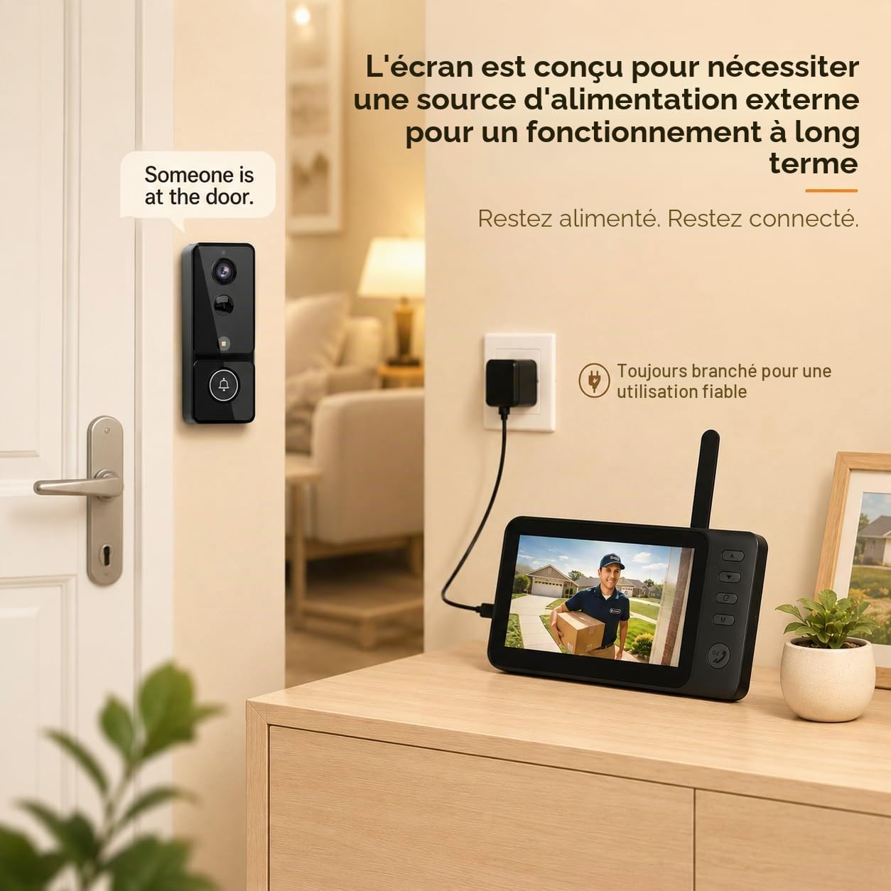 Sonnette sans Fil Exterieur Etanche Interphone Vidéo avec Caméra PIR Détection Mouvement avec Écran 4.3" Visiophone 170°,Humaine Détection,Vision Nocturne,Audio Bidirectionnel, 2.4G sans WiFi et APP