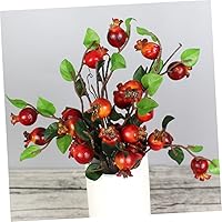 Vista 4 de Ramo floral de 5 tallos de bayas sintéticas, ramo de bayas de granada, mini plantas, ramas de rosa mosqueta sintética, tallos de bayas artificiales