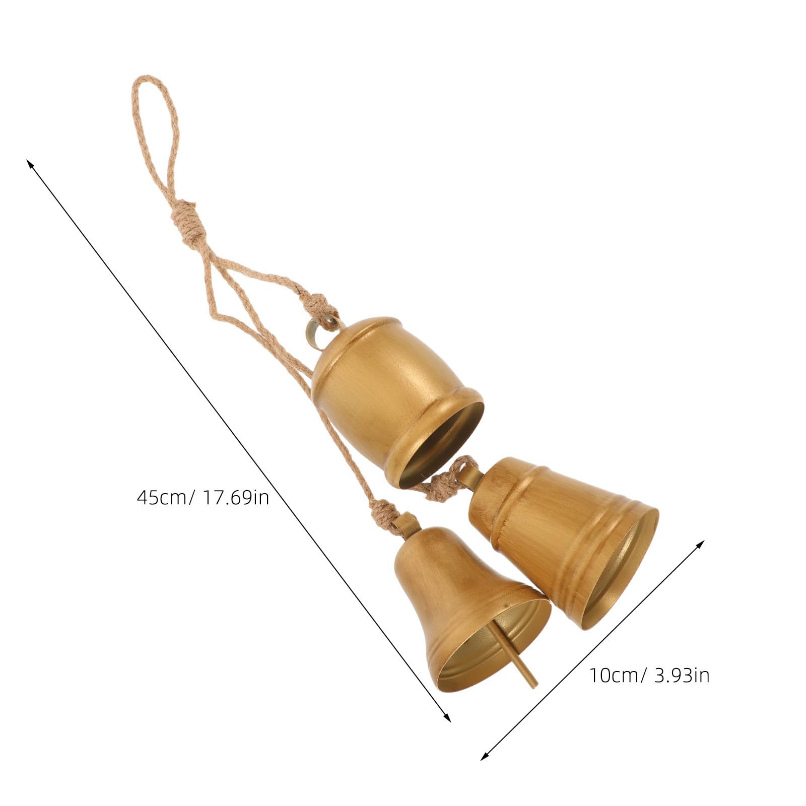TOYANDONA 4 Piezas Campana Colgante de Hierro Dorado con Cuerda para Puerta