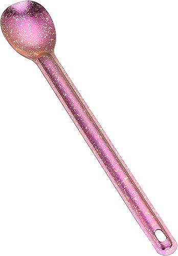 Tenedor y cuchara de titanio largo Handel, tenedor y cuchara de camping, cuchara de sopa, cuchara de café ecológica, utensilios portátiles de viaje