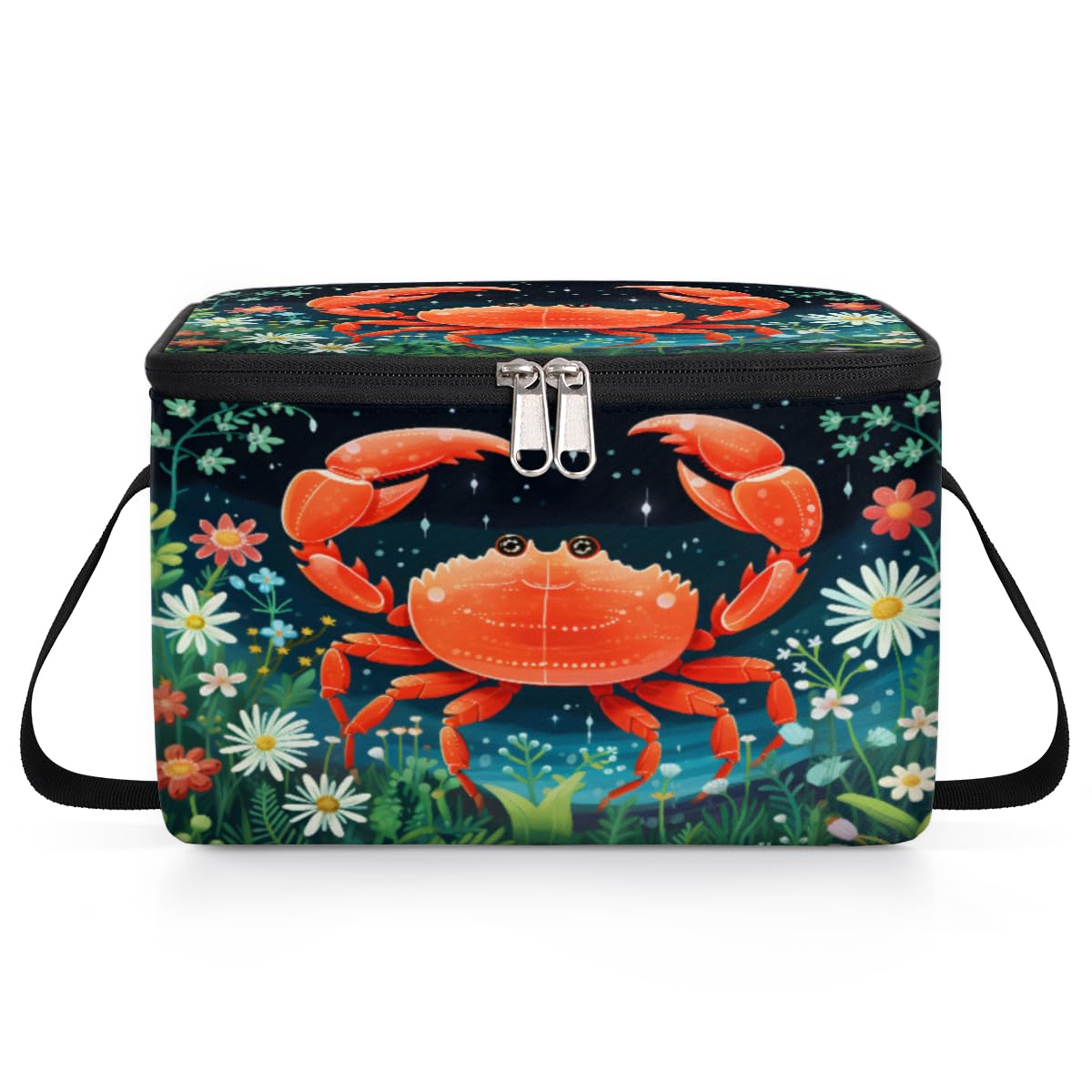 GzLeyigou Crab Red Lunch Bags for Women Men 9 Cans, Hot & Cold Food Delivery Bag Insulated Grocery Bag Insulated Lunch Box Underwater Crab Cooler Bag for Office Work Picnic Beach