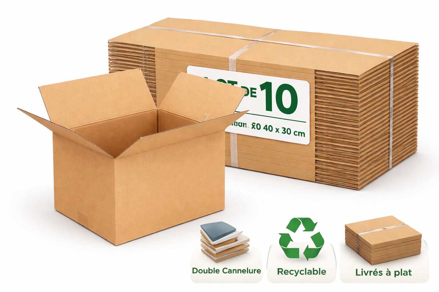 Lot de 10 cartons double cannelure 60 x 40 x 30 cm – Format A9