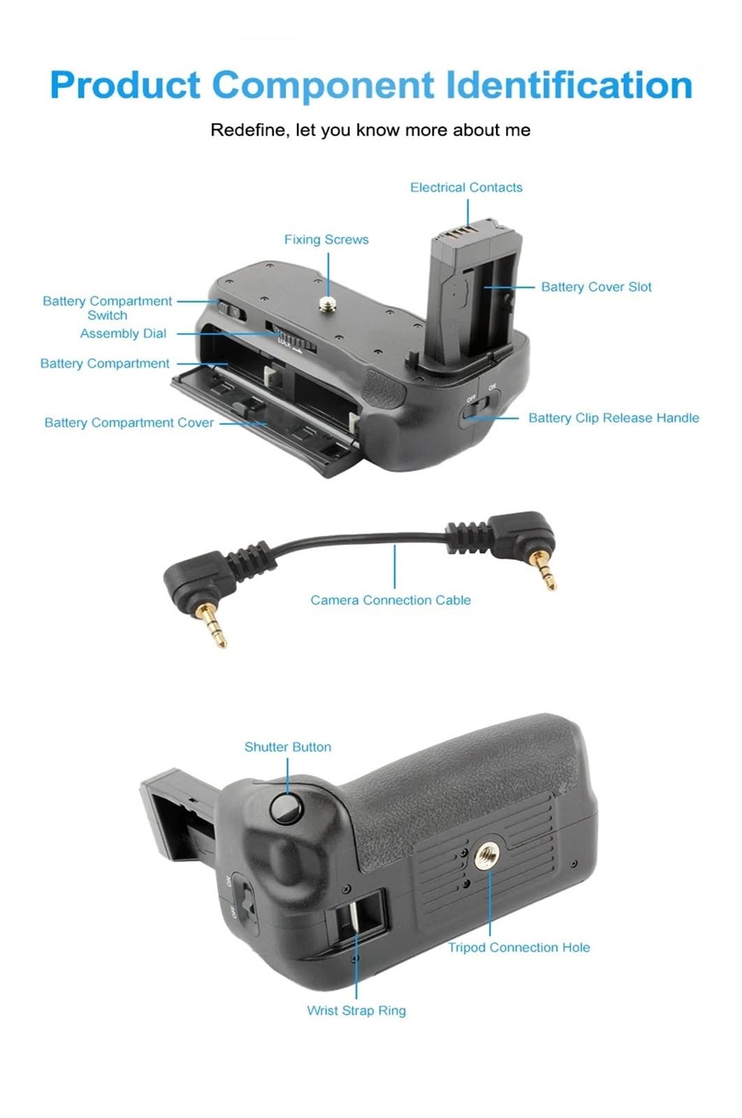 Compatibile con l'impugnatura verticale for batteria Canon 800D 77D