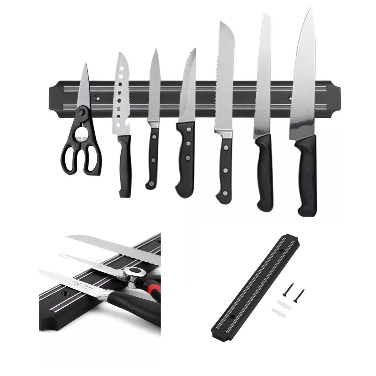 Versatile 20cm Magnetic Knife Holder Set – Wall-Mounted Knife Rack, Kitchen Utensil & Tool Organizer, Strong Magnetic Strips for Multipurpose Storage (55CM)