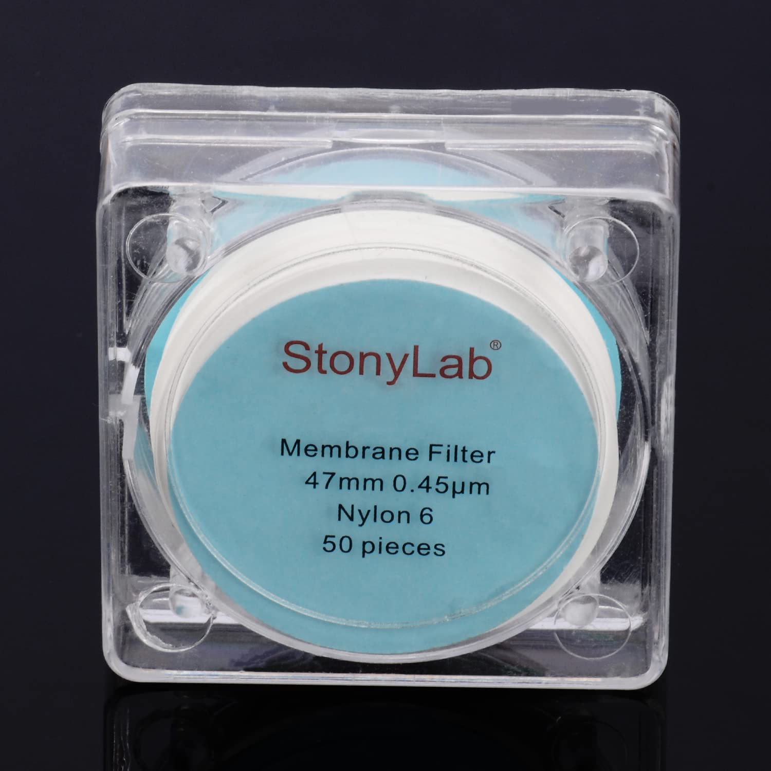 stonylab Filtres à Membrane en Nylon, filtres à Disque à Membrane en Nylon Hydrophile avec une Taille de pore de 0,45 μm et un Diamètre de 47 mm, Paquet de 50