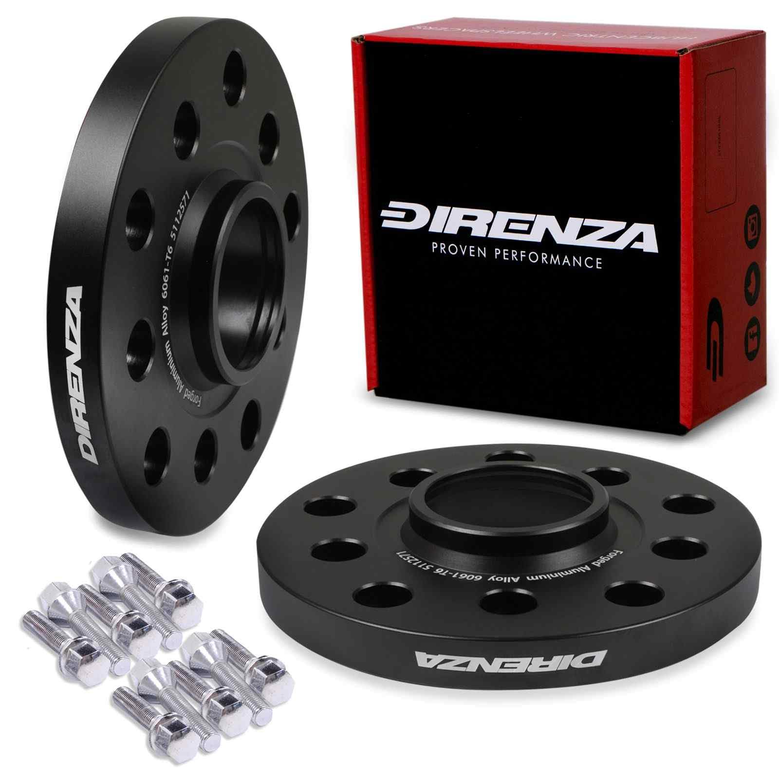 Direnza Entretoises de roue centrées sur moyeu 15 mm | 5 x 112 | M14 x 1,5 | 57,1 mm | Vendues par paire | Compatible avec VW Volkswagen Golf GTI GTD R/Passat/Scirocco - Entretoises légères et