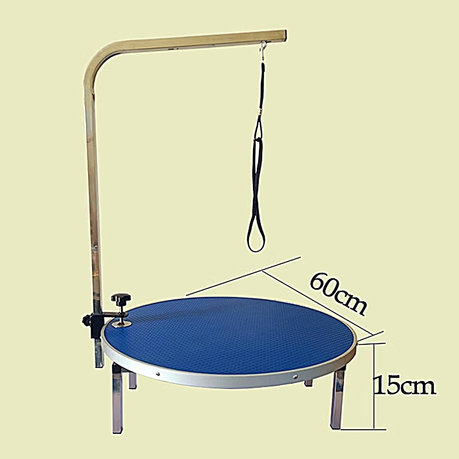 Mesa Peluqueria Canina Redonda 60 * 15cm, Rotación de 360 Mesa de Peluquería para Mascotas, Brazo Acicalador Ajustable, para Perros y Gatos(Green)