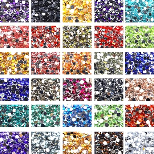 Hiravira 15000Pcs 30 Color 5D Shiny Diamond Art Painting Beads Flat Back Rhinestone Painting Accessories Round Resin Beads for DIY Craft (Thirtycolor)