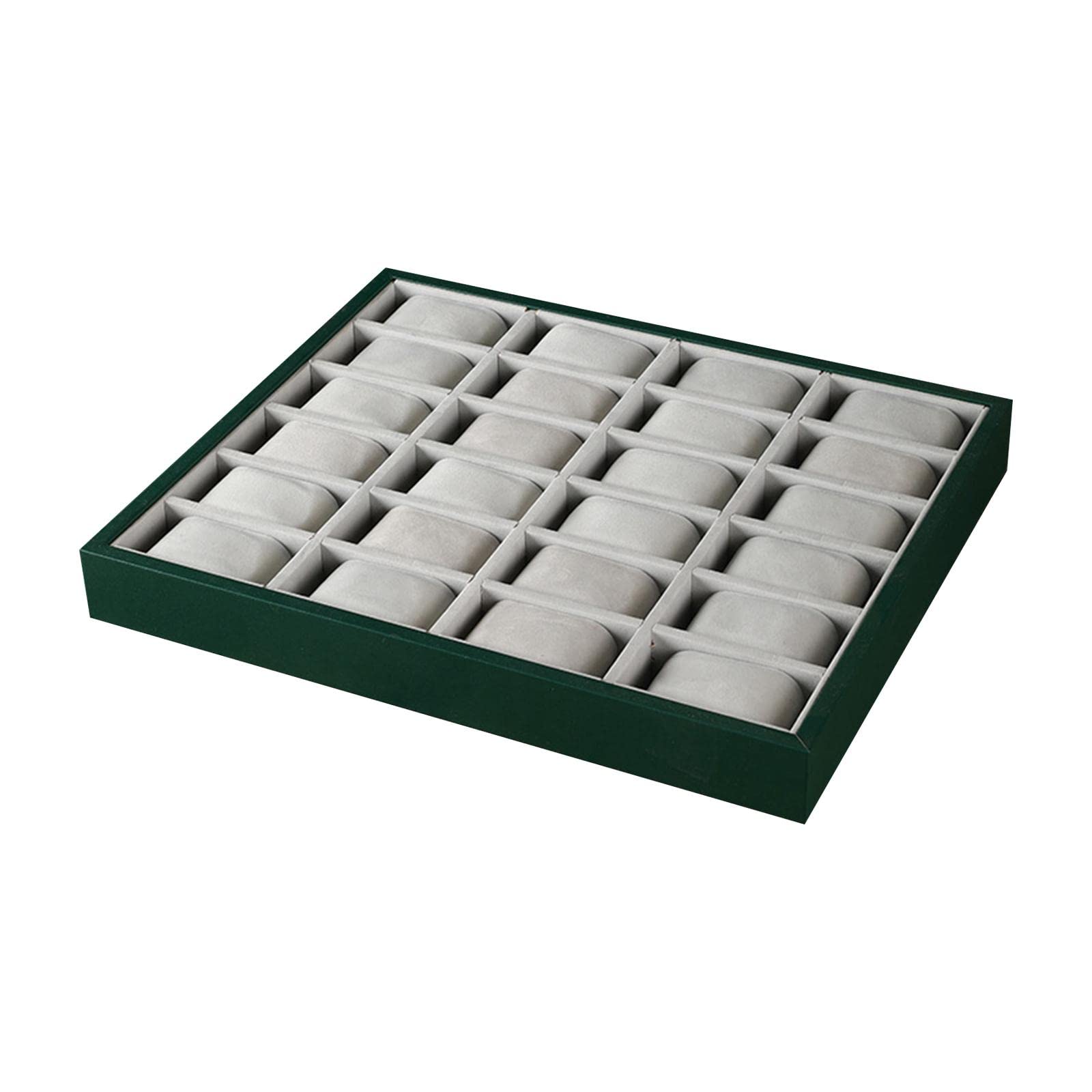 Milageto Hochwertiges Samt Uhrentablett mit Kissen, Stapelbares Uhrenkissen, Tablett, Armband, Uhrendisplay, Organizer für Schubladen, Tischkommode, 24Steckplatz
