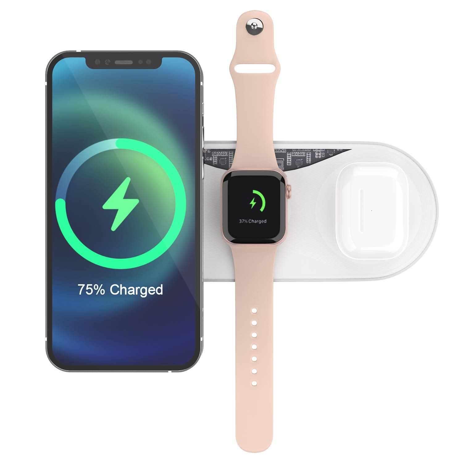 UUTO Wireless Charger, Qi Certified 3 in 1 Wireless Charging Station Compatible with Apple Watch/Air