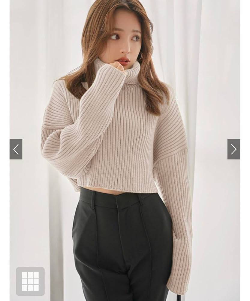クロップド丈 ニット REFLEM Amazon.co.jp: GRL タートルネッククロップド丈ニットトップス