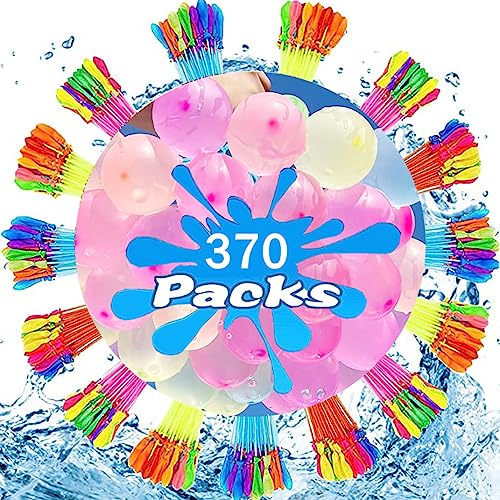 370 Stück Wasserbomben Selbstschließend,Water Balloons 60 Sekunden Schnellfüller Wasserbomben Set für Strände, Poolparty, Geburtstagsfeie, Bunt Gemischt Wasser Luftballons., 1.12