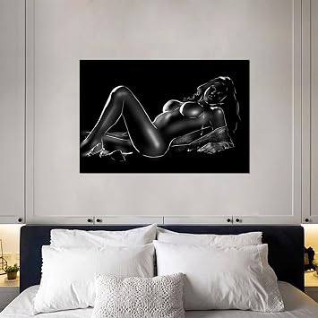 HJL Art Sexy Wall Decor Women Posters Painting for Bathroom Bedroom Hotel Living Room Girls Home Decoration Framed Ready to Hang (24 L x 36 W)