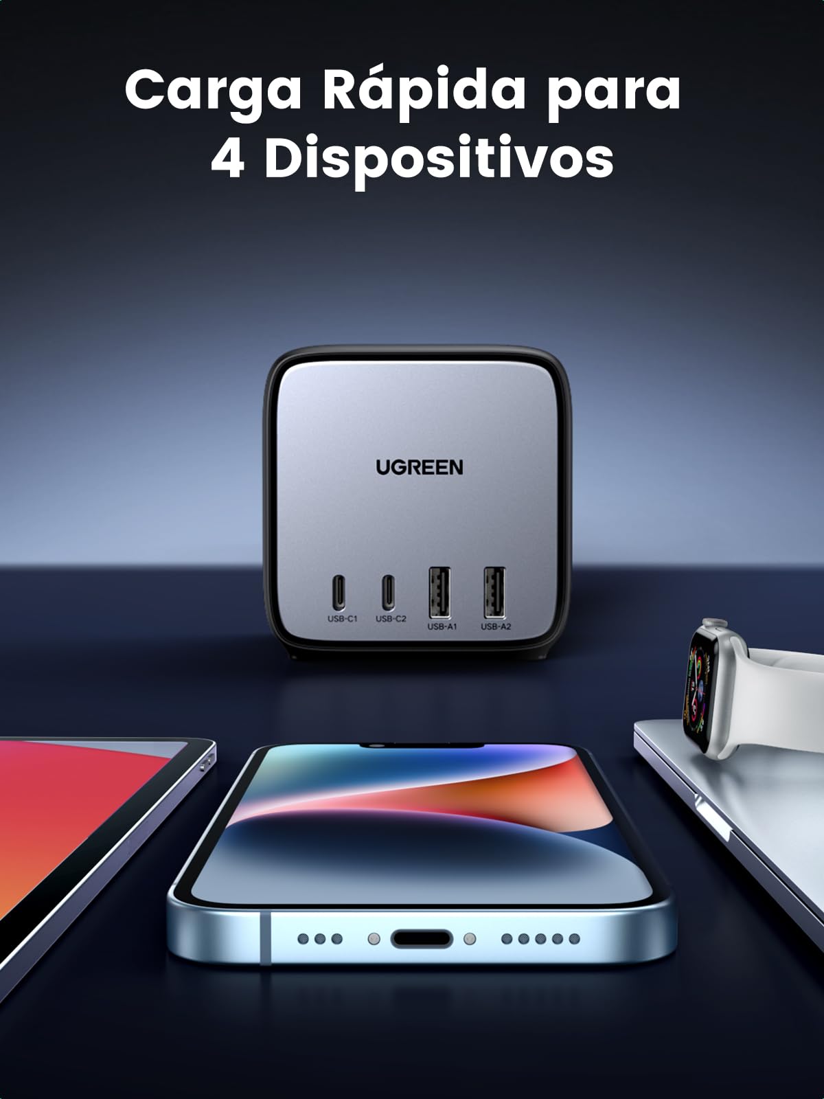UGREEN Nexode DigiNest Cube 7 en 1 - Regleta USB Cube 65 W, 3 enchufes y 4 Puertos USB, Carga rápida, GAN Tech, Compatible con iPhone 16 Plus Pro MAX 15, 14, 13 MacBook Pro Air M3 M2 M1 Galaxy S24
