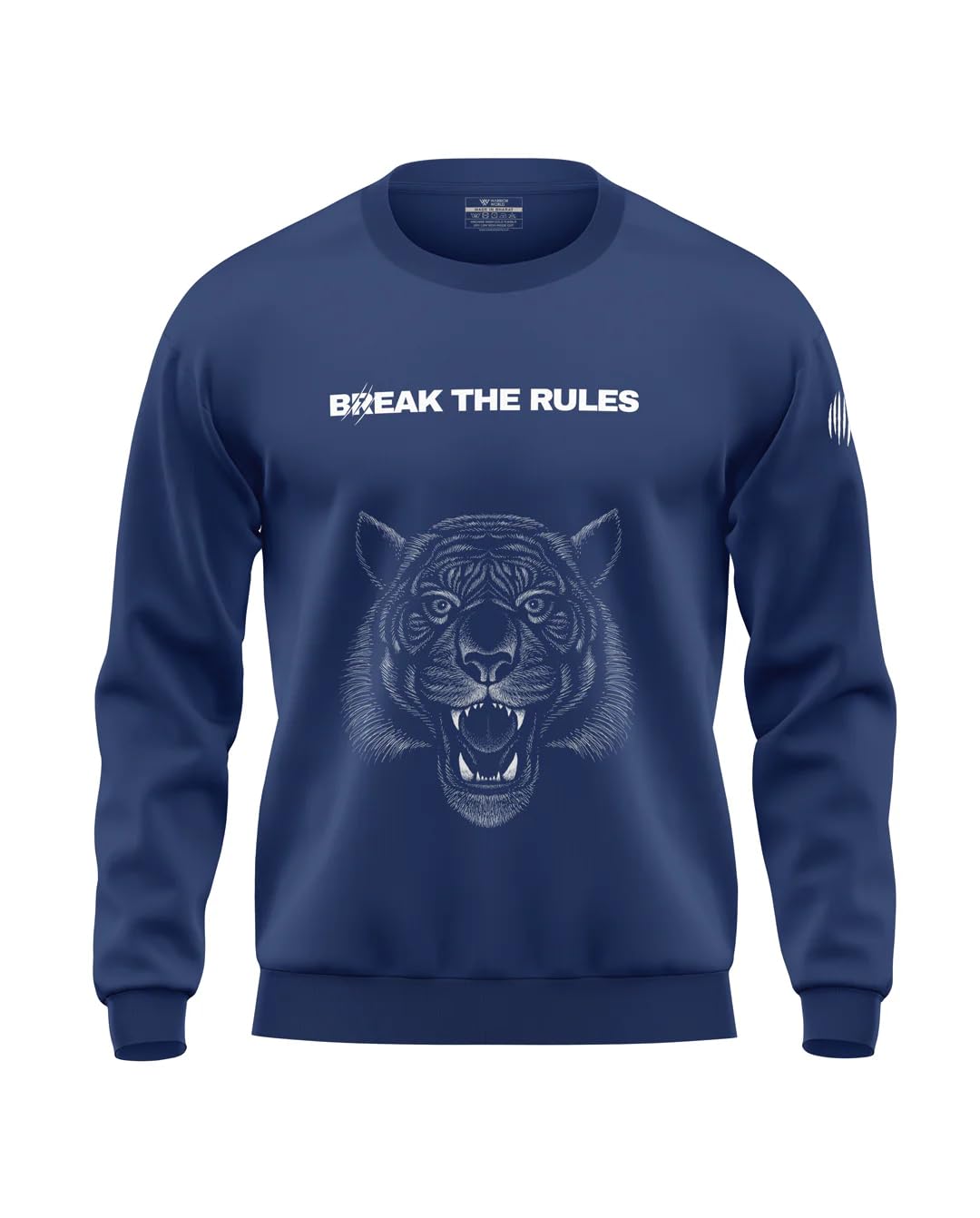 WarriorWorld Men's Cotton Sweatshirt | Roaring Tiger Graphic with Break The Rules Print | Crewneck Pullover | Bold Winter Wear-image-20