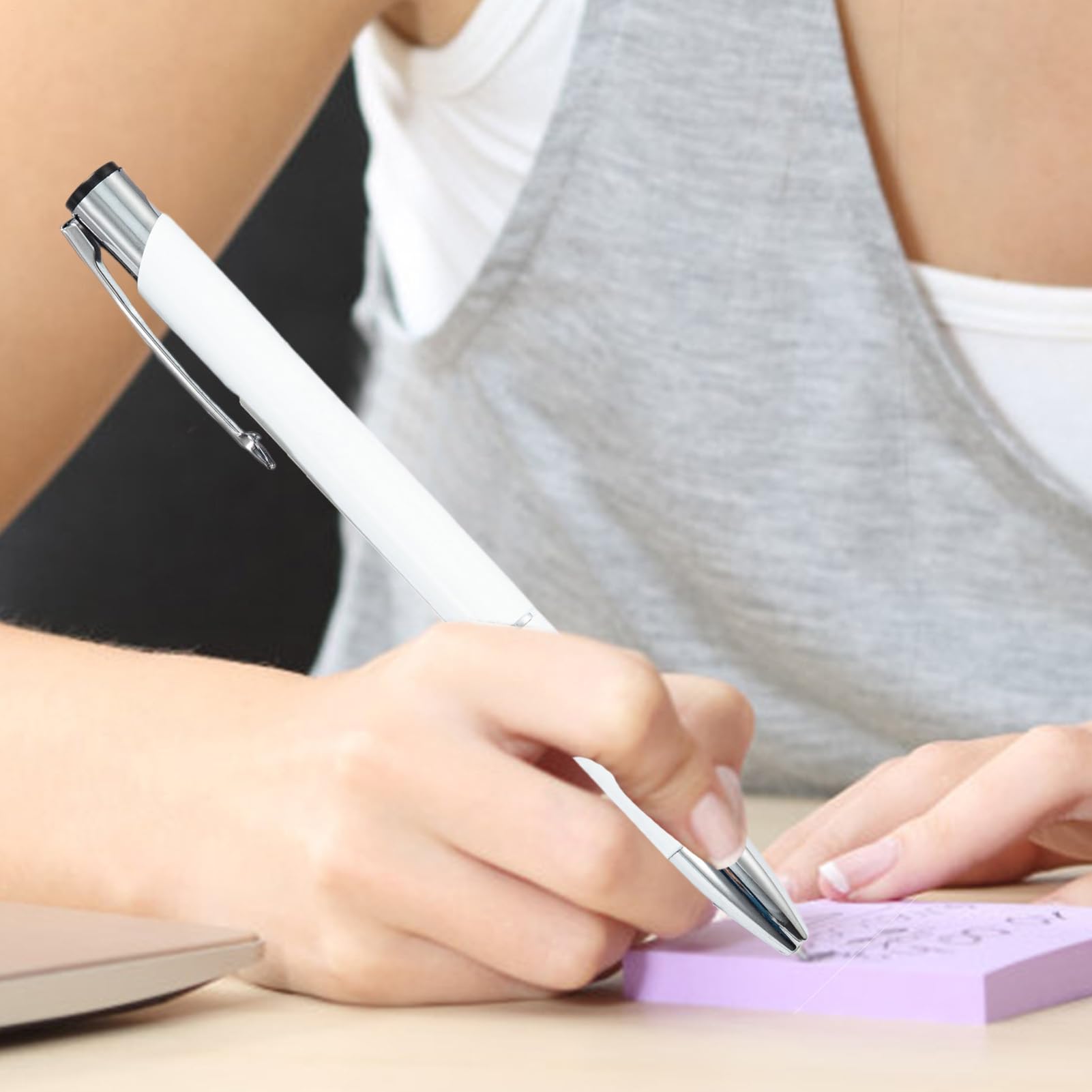 Penna a in metallo, 50 penne stilografiche in metallo, multifunzionali, alla moda, con clip argentata, matita per scrittura, per studenti, insegnanti, professionisti, uso quotidiano e scuola