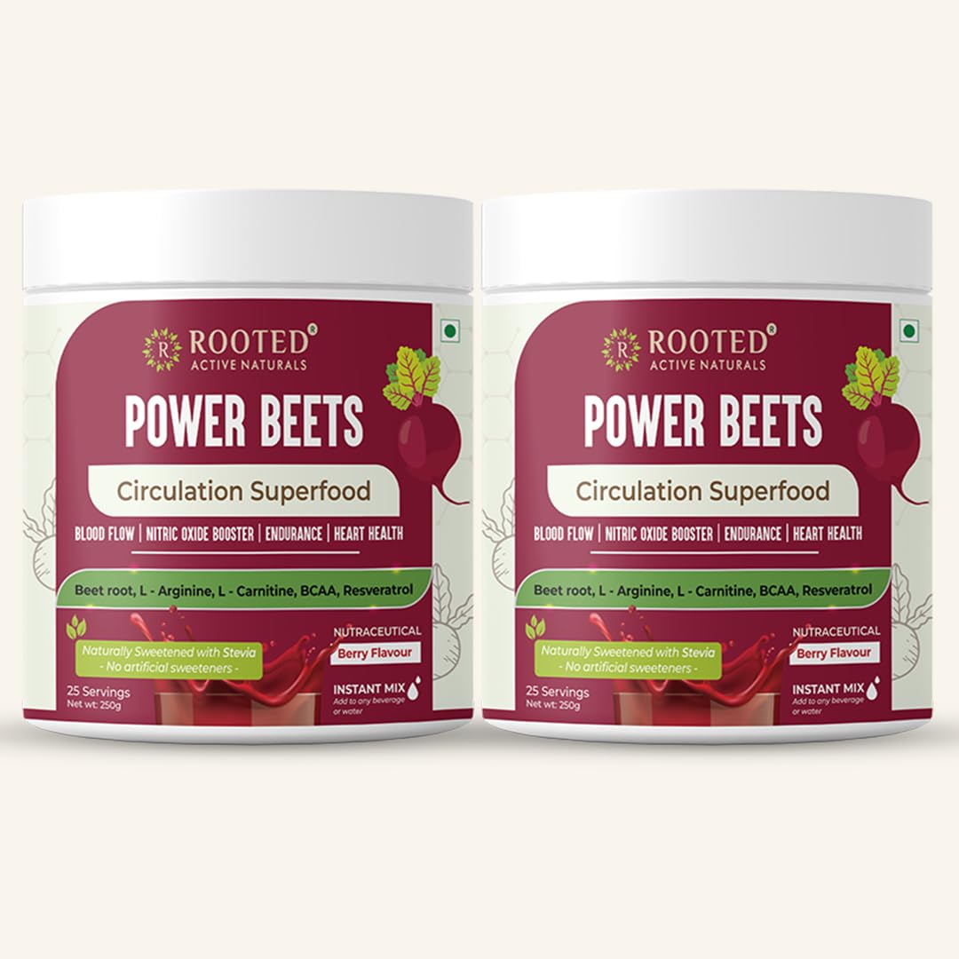 Rooted Actives Power Beets (250 g) - Organic Beet root powder with L arginine, L Carnitine, BCAA, Reservatrol & Stevia | Beets Powder Supplement & Pre Workout (Pack of 2) (B0DGKGHHSM) Amazon Price History, Amazon Price Tracker