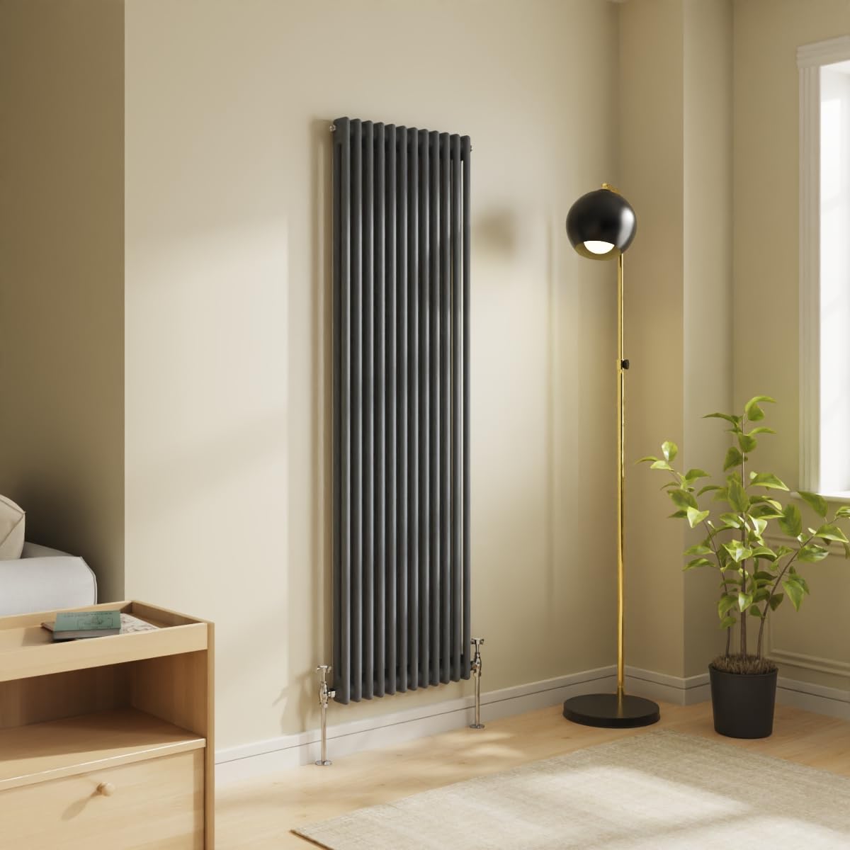 NRG 1800x560 Traditional Colosseum Cast Iron Bathroom Radiator Anthracite 2 Panel โ image 1