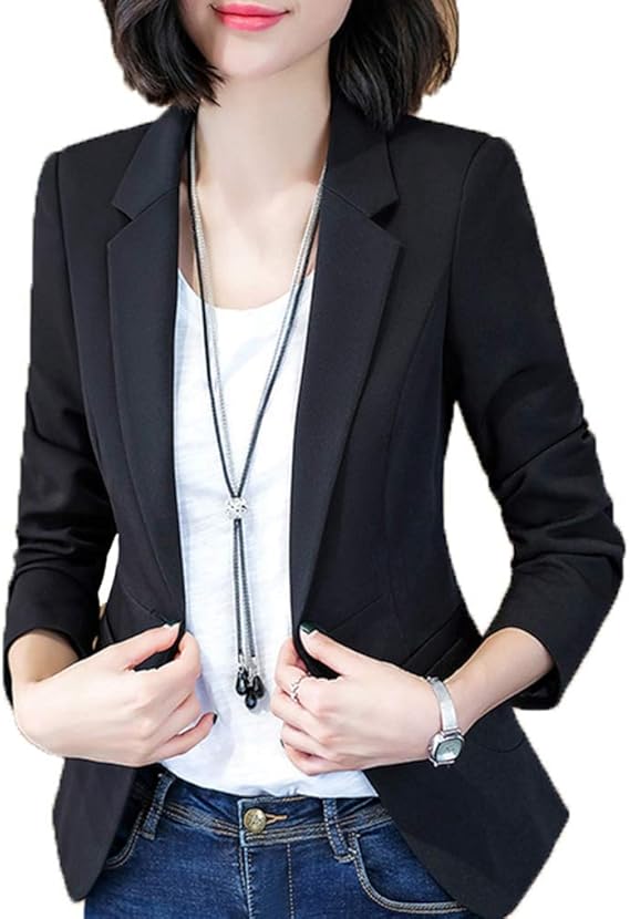 Amazon ファッション ブレザー レディース テーラードジャケット スーツ ショート丈 春夏秋 長袖 大きい スリム オフィス 通勤 ビジネス フォーマル カジュアル 無地 体型カバーイギリス風テーラードジャケット コート ジャケット 通販