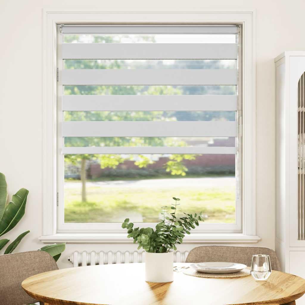 Tenda a rullo zebrata bianca, 95 x 150 cm, poliestere | Traslucido e opaco, doppio strato, facile da pulire, montaggio con viti o senza foratura