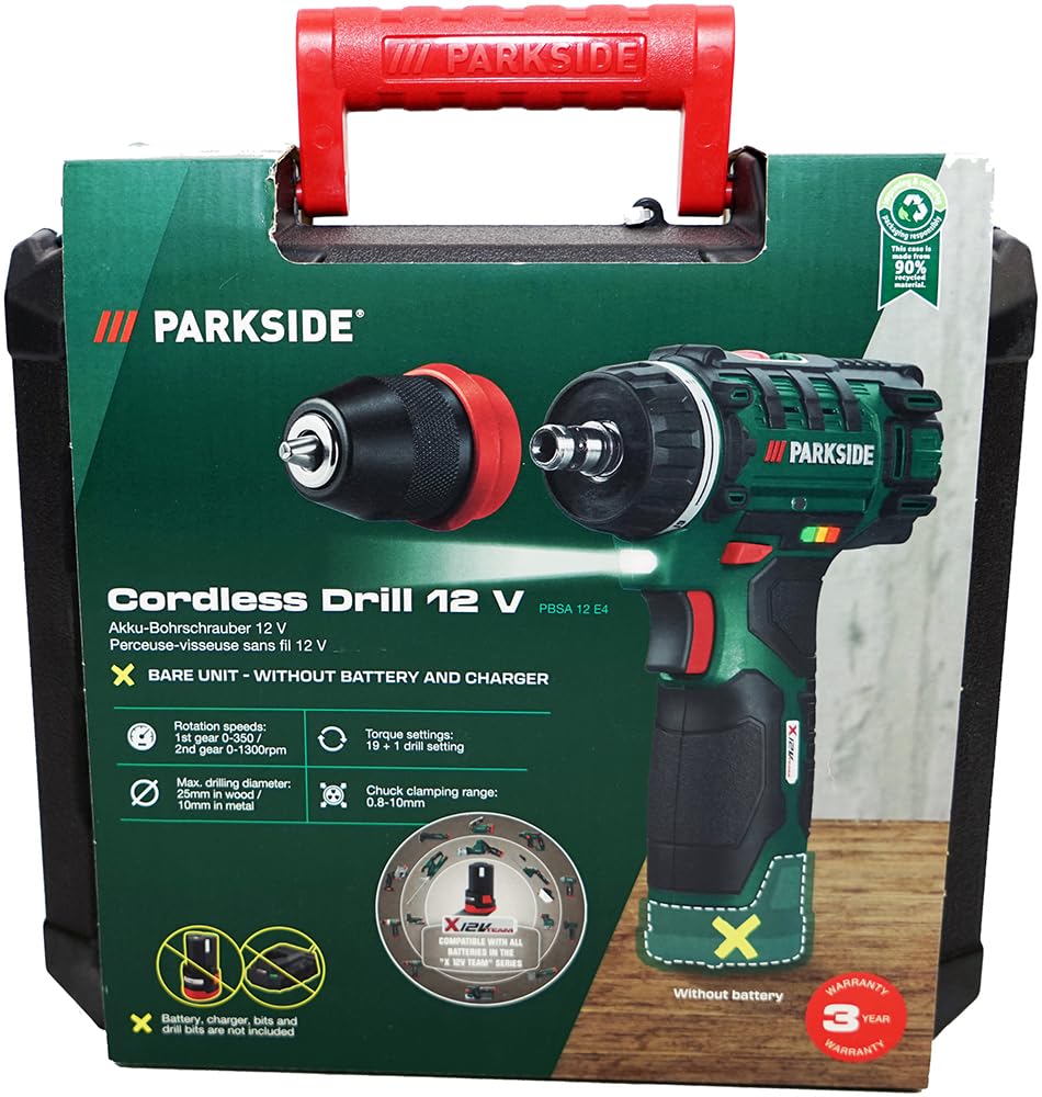 HEADNMORE® Parkside® Taladro atornillador inalámbrico 12V PBSA 12 (sin batería) + llavero