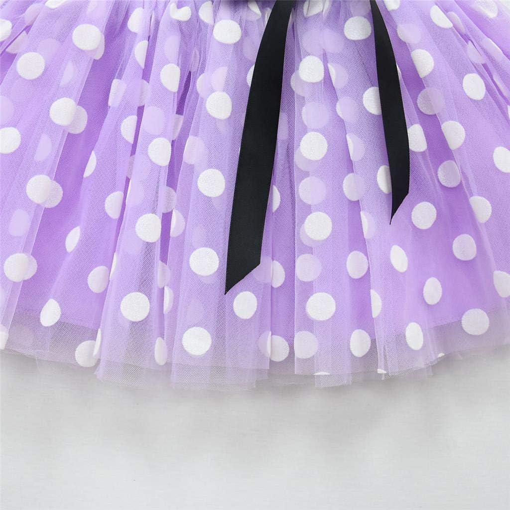 Dressy Daisy Baby Girl Polka Dots Fancy Dress Up Costume Birthday Party Tulle Dresses with Headband Pink/Red/Purple/Hot Pink