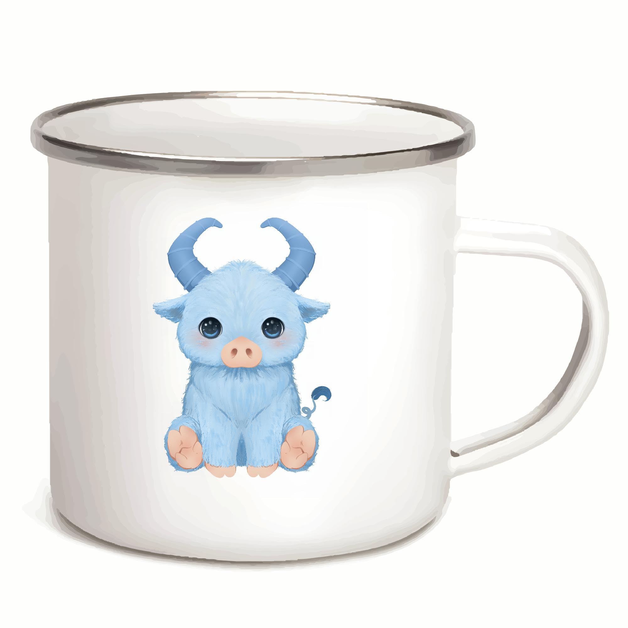 Adorable Blue Creature Gift for Ultrapet Lovers 12oz Enamel Silver Mug