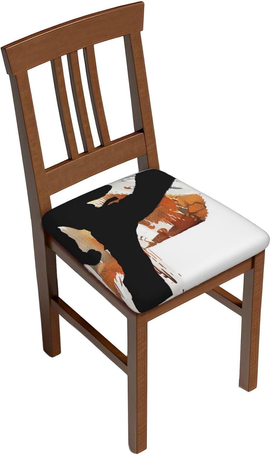 Karate-highkick-icon Print Square Cushion Covers 6 Pcs Set Elastic Non-Slip Seat Cushion Slipcovers Pet Furniture Protectors for Chair, Sofa