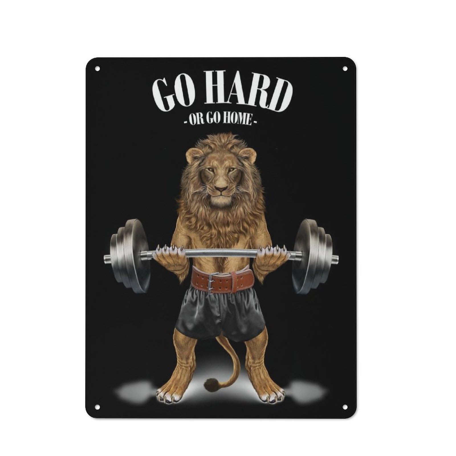 Junmoney Lion Weightlifting Loft Style Metal Wall Sign 40X30cm Featuring Studio Wall Art For Loft, Studio, Office Or Creative Room