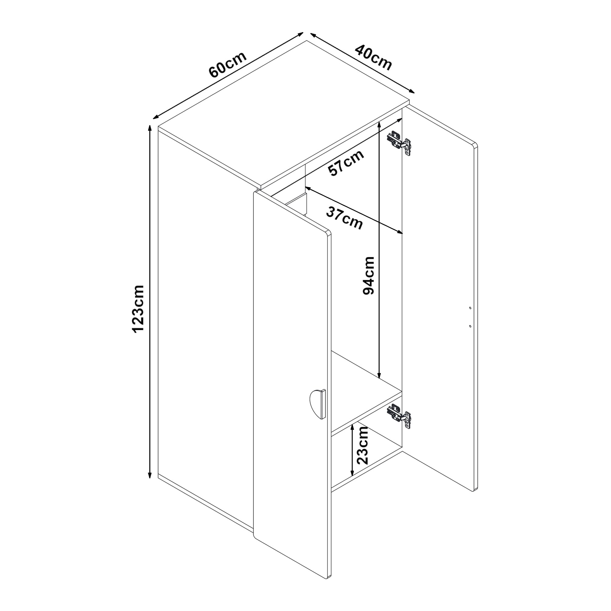 [en.casa] Armoire de Chambre pour Enfants Meuble de Rangement à 2 Portes Penderie pour Vêtements Stable Pratique Élégant Chambre d'enfant MDF Panneau de Particules 123 x 60 x 40 cm Blanc Rose