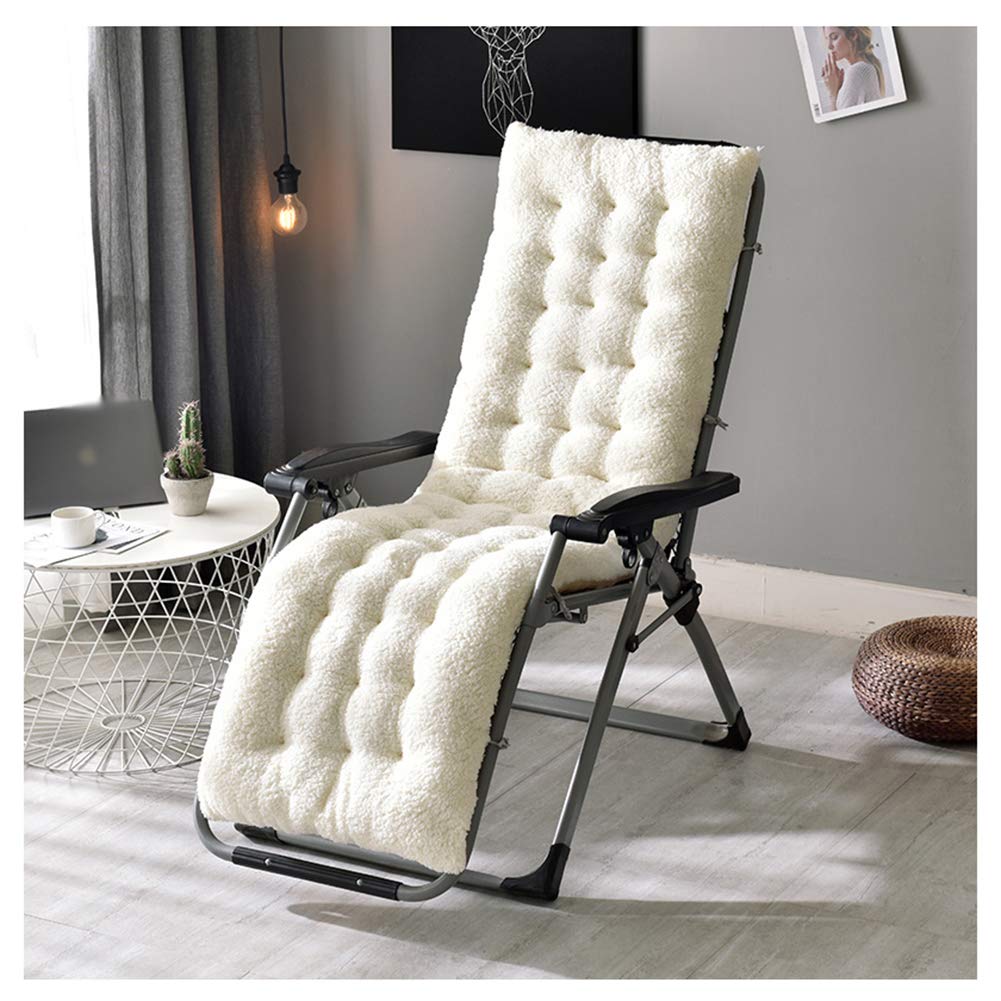 Coussin Mat Coussin Bain de Soleil pour Lounge Fauteuil Chaise Transat de Jardin Fauteuil Relax épais Outdoor Assise ，Blanc,160X50X12cm