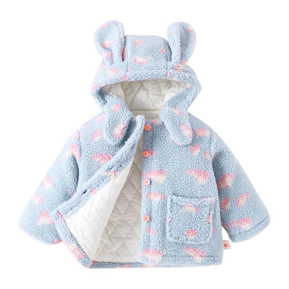 Hopscotch Baby Girls Polyester Mini Length Long Coats in Blue Color For Ages (18-24 Months) 2