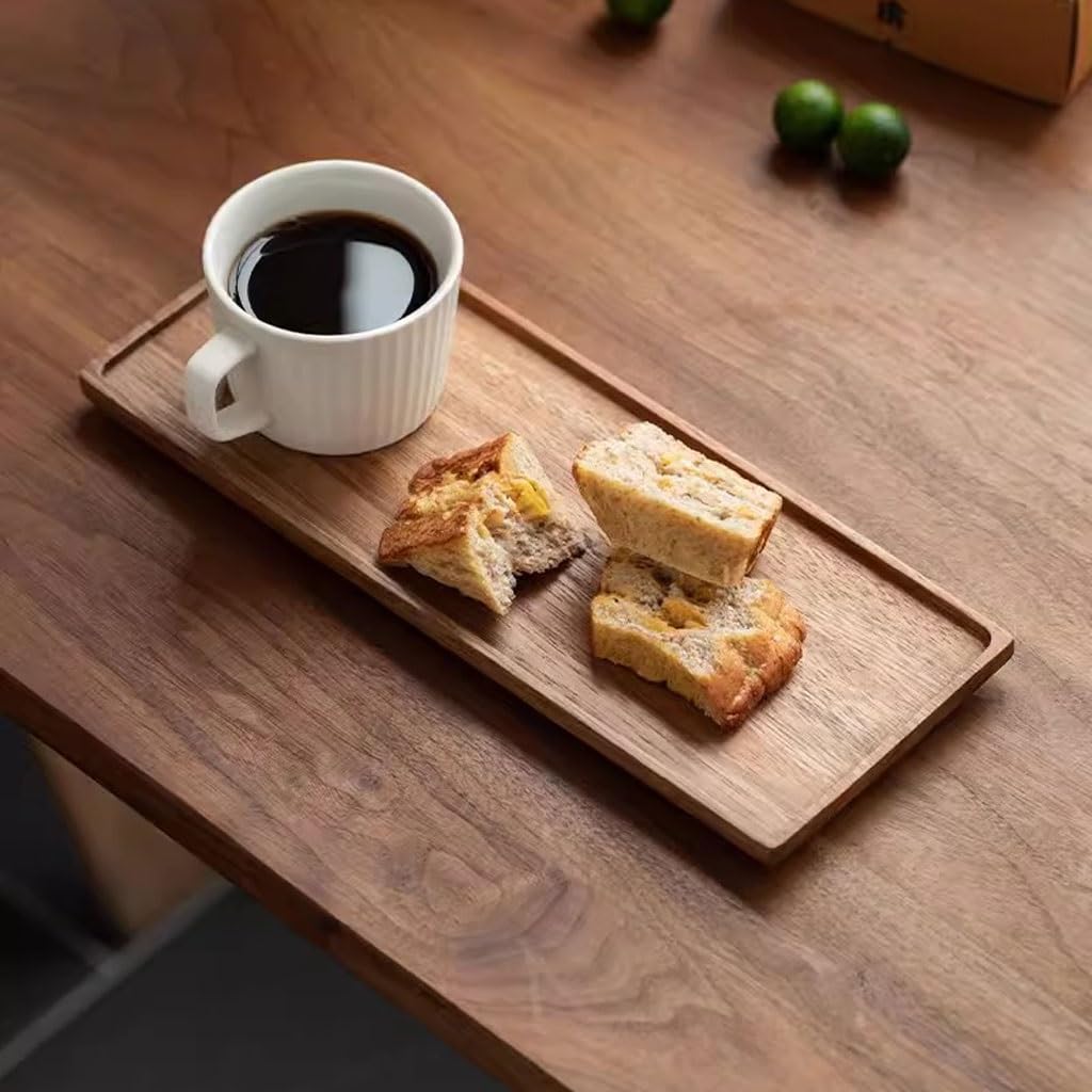 Plateau De Cafétéria Plateau À Thé en Bois Japonais Plateau À Tasses en Bois Massif pour La Maison Petit Café Hôtel Salle À Manger Plateau Rectangulaire Plateaux De Serv,B