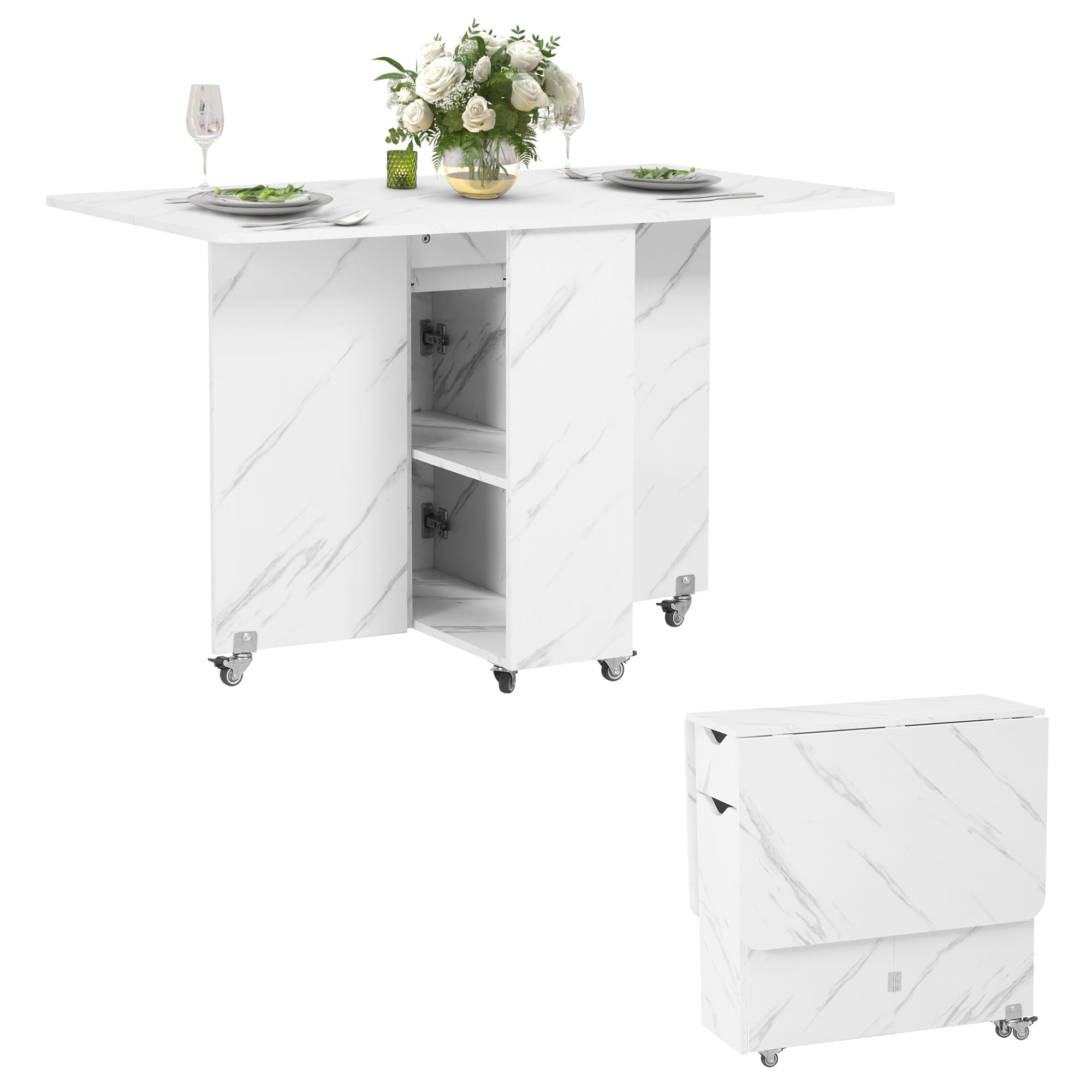 Amazon｜UPHYB 折りたたみダイニングテーブル 万能ドロップリーフ