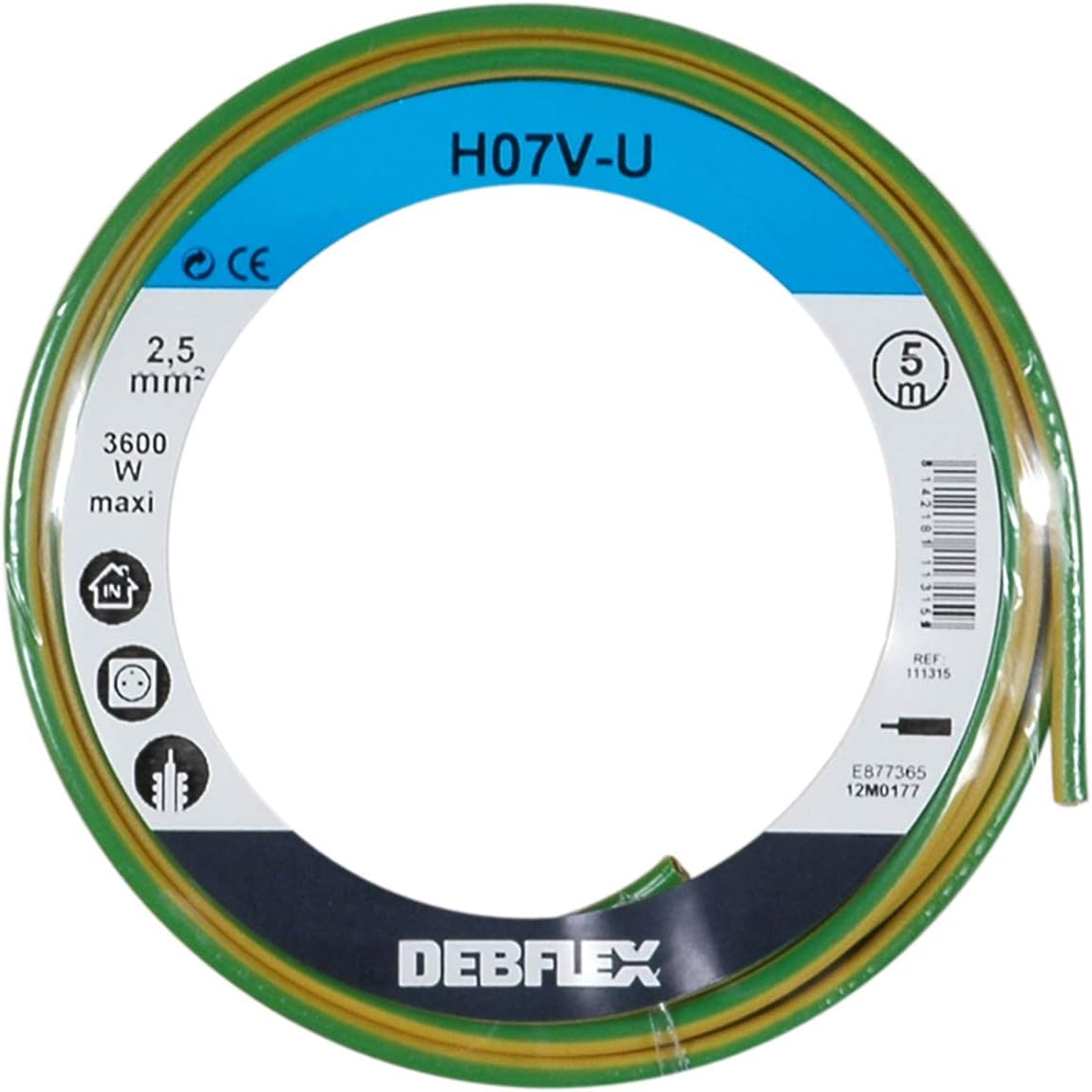 Debflex HO7V-R 6 113315 Cable Reel - 5 m - Yellow/Green, Jaune/Vert - Image 5