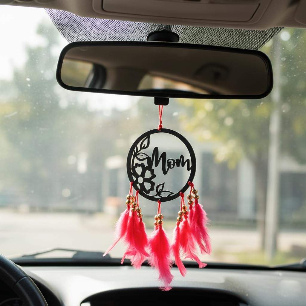 Vedax Acrylic Car Hanging Ornament for Home/Car/Temple/Balcony/Bedroom Running Away Negative Energy (Mom Sign)-image-11