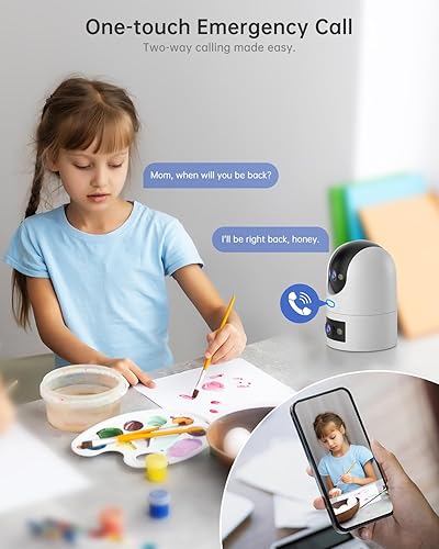 Miniatura 4 de Cámaras interiores 2K para seguridad del hogar, cámara de seguridad de doble lente PTZ de 360 para monitor de bebé y cámara de mascotas, foco