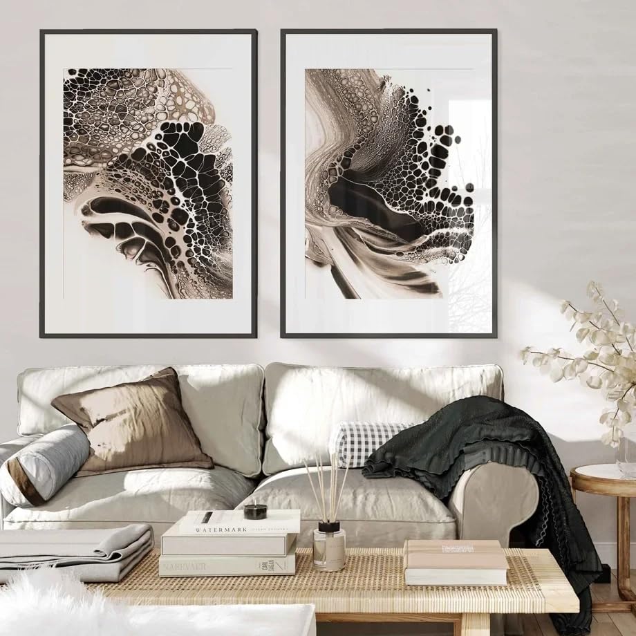Peinture sur toile art fluide nordique impression vintage