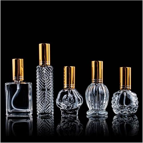 H&D HYALINE & DORA Botellas de perfume de vidrio vintage, botella rociadora recargable vacía, botellas de spray de niebla fina, juego de 5
