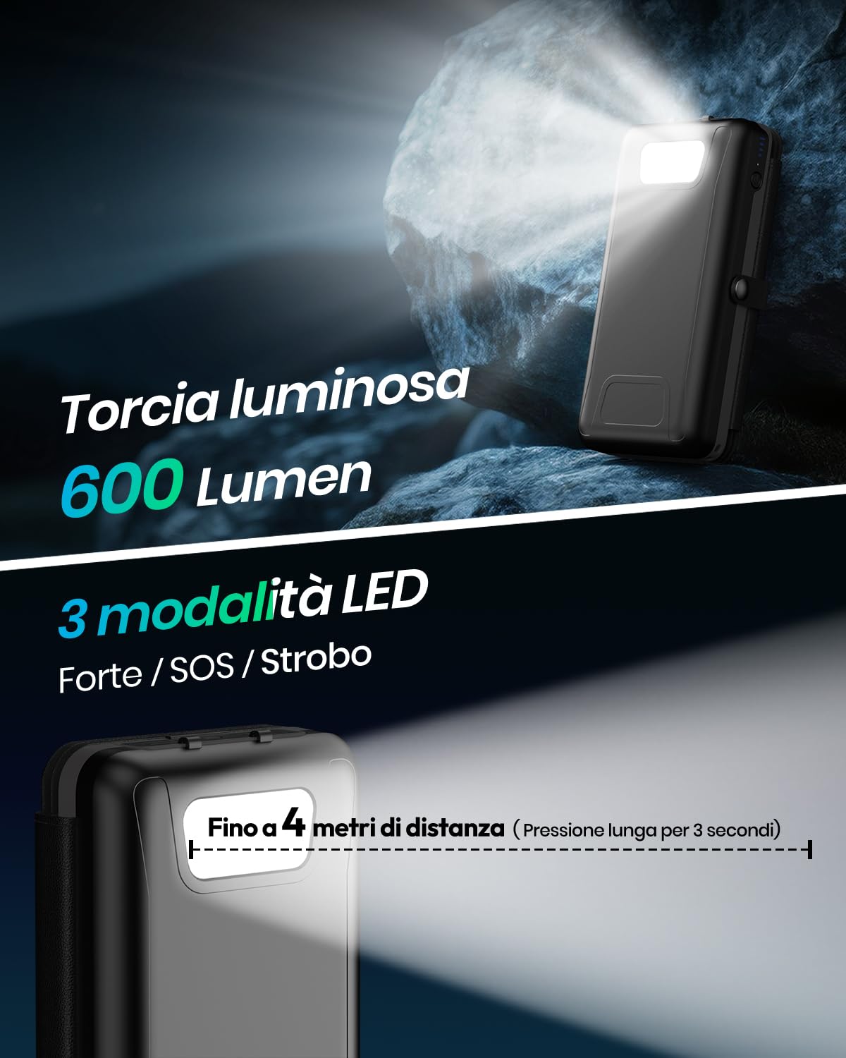 A ADDTOP Power bank solare 20000mAh – Caricabatterie solare con ricarica rapida 22.5W, 3 uscite e 4 pannelli solari pieghevoli, batteria esterna per telefoni e tablet, da campeggio