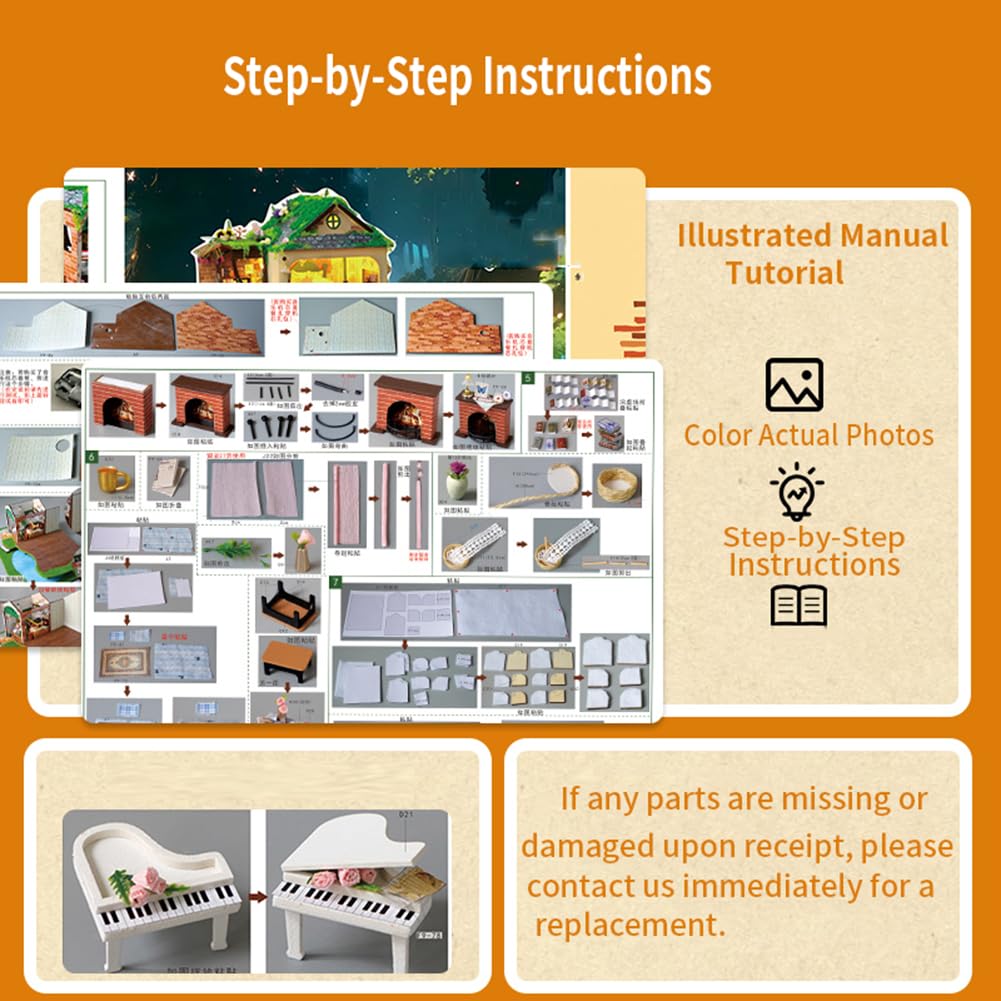 DIY-Puppenhäuser, 3D-Zimmerpuzzle & Buchstütze， DIY Puppenhaus Kit mit LED-Beleuchtung – Kreativset zur Regaldekoration (Mit Staubschutzhülle)