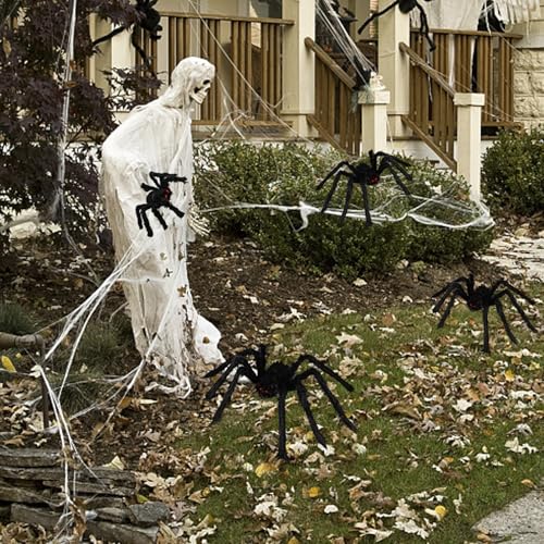 Image of BILLMOSS Halloween Spider Decorations Outdoor - 5 PCS Giant Realistic Hairy Scary Spider Set, Creepy Indoor Yard Home Decor (5 Different Sizes)