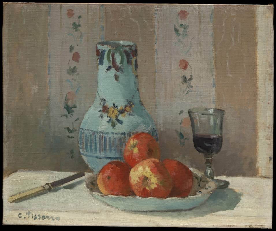 Tableau toile Camille Pissarro nature morte fruits et pichet 60x90cm