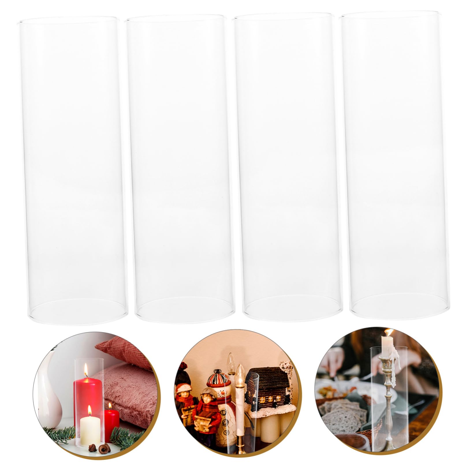 Paralumi per Candele in Vetro 4 Pezzi, Borosilicato Trasparente