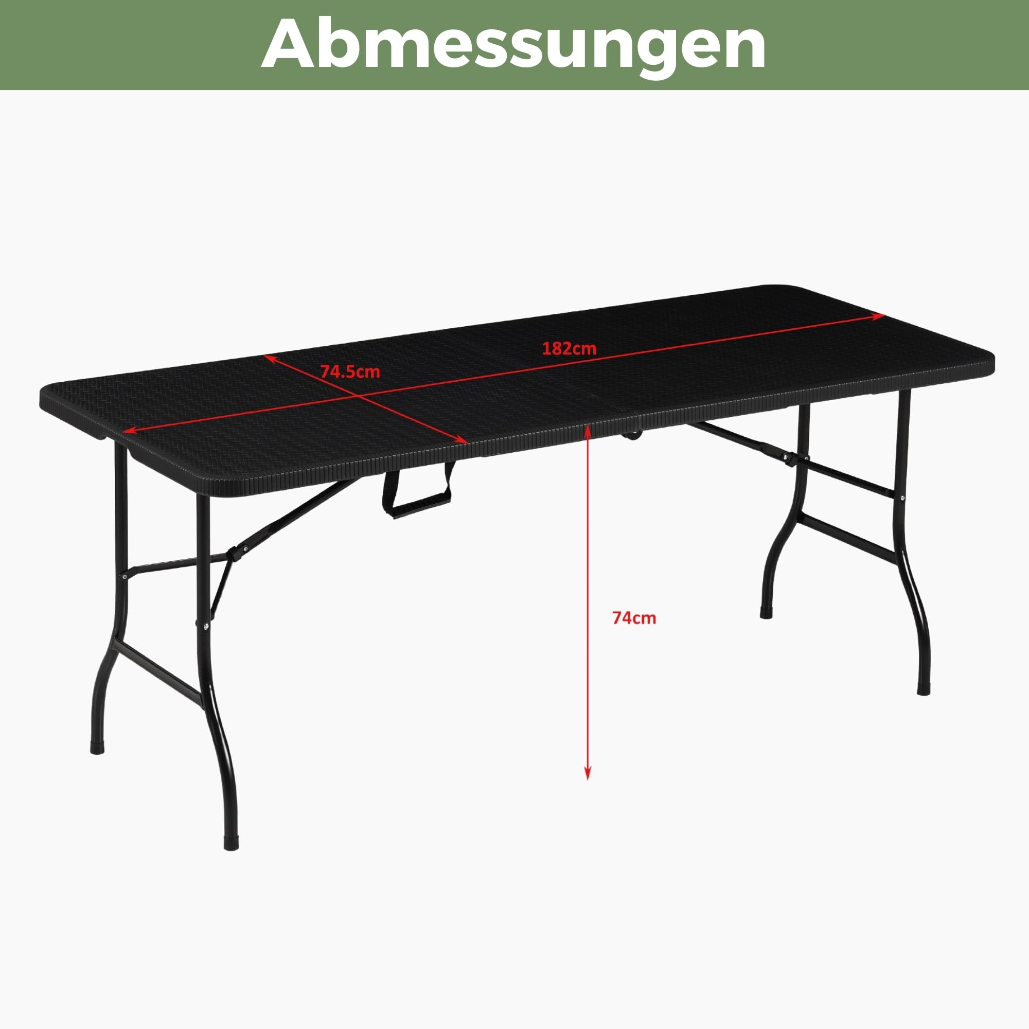 ALBATROS Table de buffet pliante blanche - 182 x 75 cm - Construction robuste pliable et grande capacité de charge - Pour jusqu'à 10 personnes - Table pour tente à bière avec poignée de transport